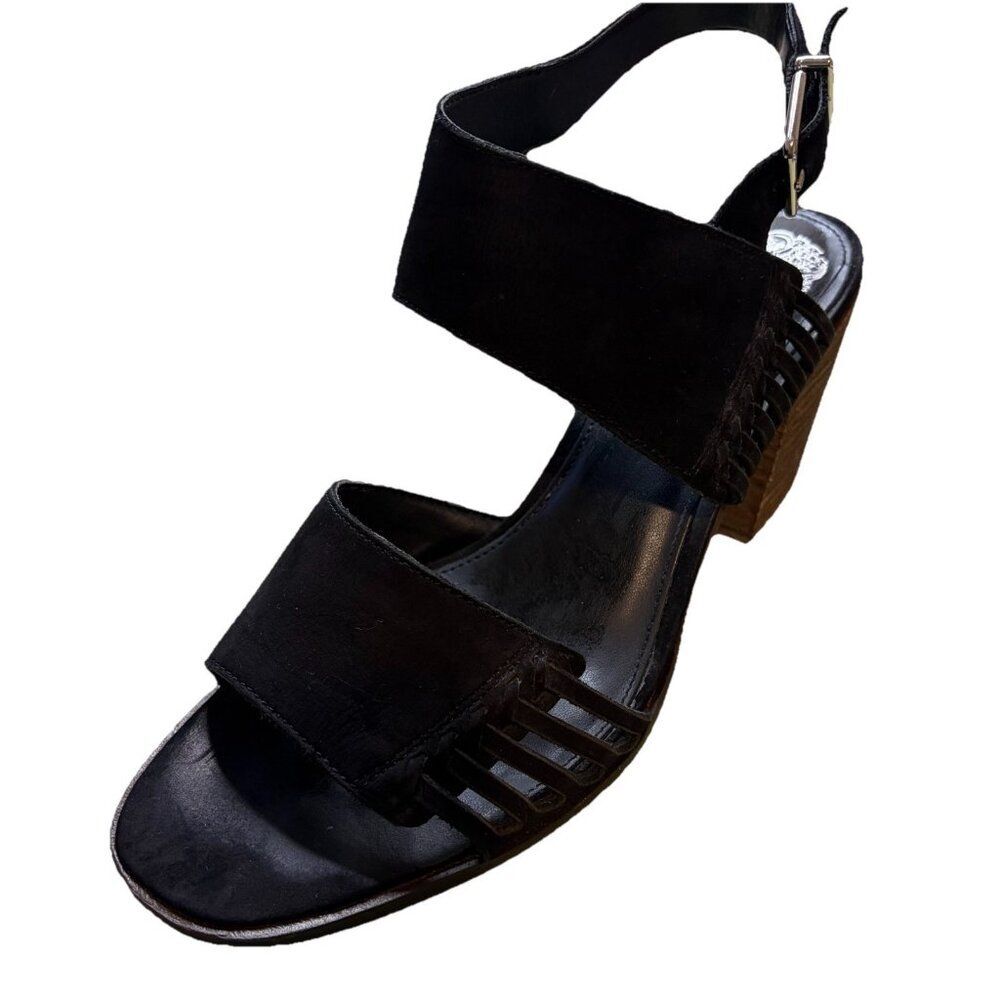 Vince Camuto Women's Sandals Size 9.5 Black Nubuck Leather Karmelo Heeled Shoes